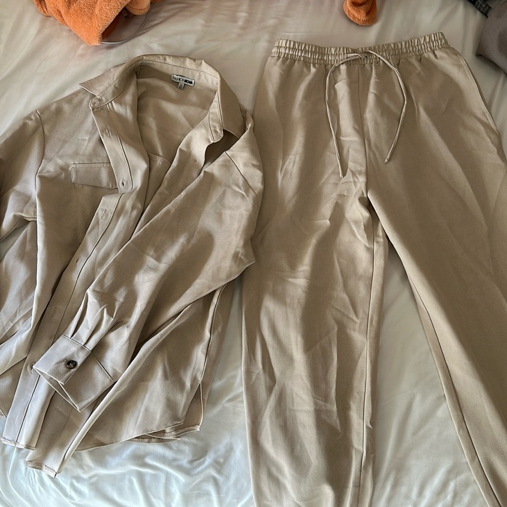 fashion nova pants and button up set